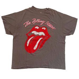 Rolling Stones Lips Classic Rock T Shirt Faded Oversized Fit  T Shirt Size XL